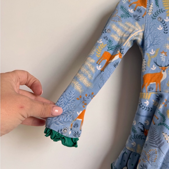 Matilda Jane Girls 2T Dress Neck Of The Woods Blue Deer Antler Cotton Twirl - Picture 5 of 7
